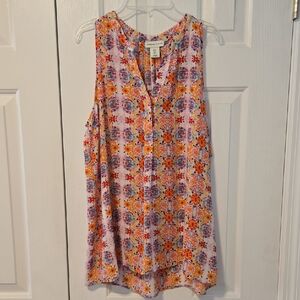 EUC-- Adrienne Vittadini Multi Color Top High-Low Hem Woman Size Large